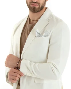 Abito Uomo Monopetto Completo Lino Sartoriale Giacca Pantaloni Panna GIOSAL-OU2326A
