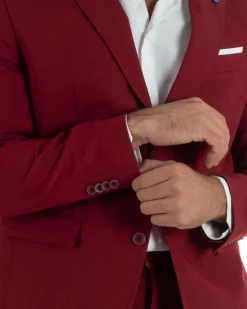 Abito uomo monopetto completo giacca pantaloni slim fit bordeaux GIOSAL-AE1252A