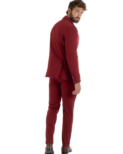 Abito uomo monopetto completo giacca pantaloni slim fit bordeaux GIOSAL-AE1252A