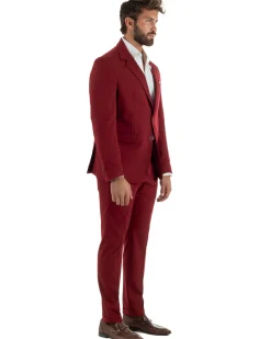 Abito uomo monopetto completo giacca pantaloni slim fit bordeaux GIOSAL-AE1252A