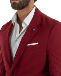 Abito uomo monopetto completo giacca pantaloni slim fit bordeaux GIOSAL-AE1252A