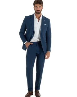 Abito uomo monopetto completo giacca pantaloni slim fit blu GIOSAL-AE1253A