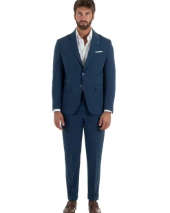 Abito uomo monopetto completo giacca pantaloni slim fit blu GIOSAL-AE1253A