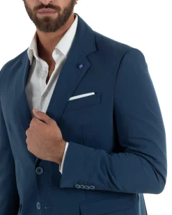 Abito uomo monopetto completo giacca pantaloni slim fit blu GIOSAL-AE1253A