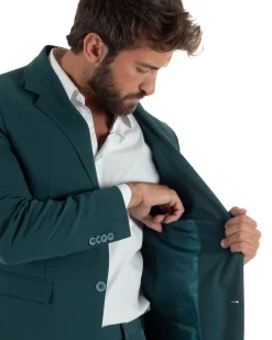 Abito uomo monopetto completo giacca pantaloni slim fit petrolio GIOSAL-AE1254A