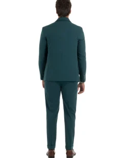Abito uomo monopetto completo giacca pantaloni slim fit petrolio GIOSAL-AE1254A