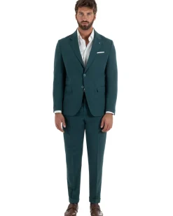 Abito uomo monopetto completo giacca pantaloni slim fit petrolio GIOSAL-AE1254A