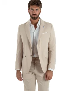 Abito uomo monopetto completo giacca pantaloni slim fit beige GIOSAL-AE1256A