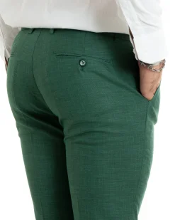 Abito uomo monopetto completo viscosa giacca pantaloni verde melangiato GIOSAL-OU2427A