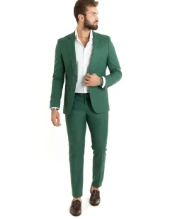 Abito uomo monopetto completo viscosa giacca pantaloni verde melangiato GIOSAL-OU2427A