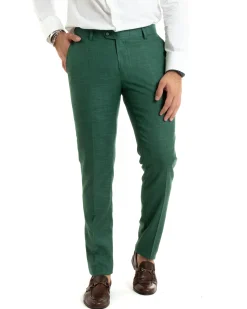 Abito uomo monopetto completo viscosa giacca pantaloni verde melangiato GIOSAL-OU2427A