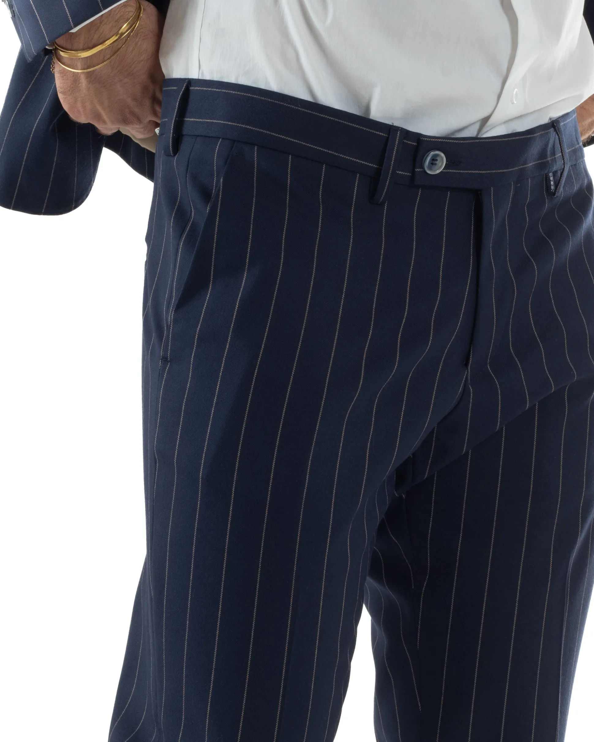 Abito Uomo Monopetto Gessato Sartoriale Rigato Blu Over-D OC1F2W5A03