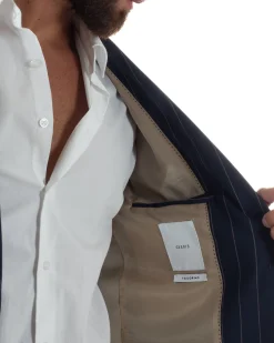 Abito Uomo Monopetto Gessato Sartoriale Rigato Blu Over-D OC1F2W5A03