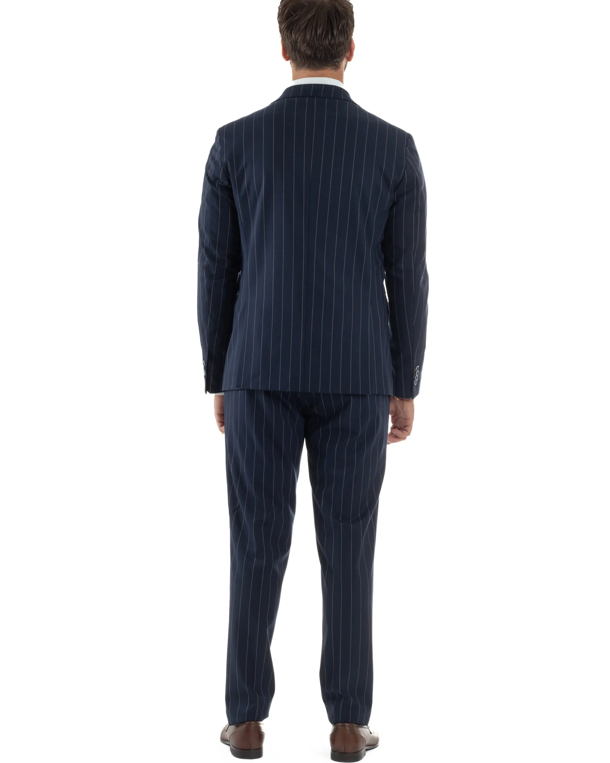 Abito Uomo Monopetto Gessato Sartoriale Rigato Blu Over-D OC1F2W5A03