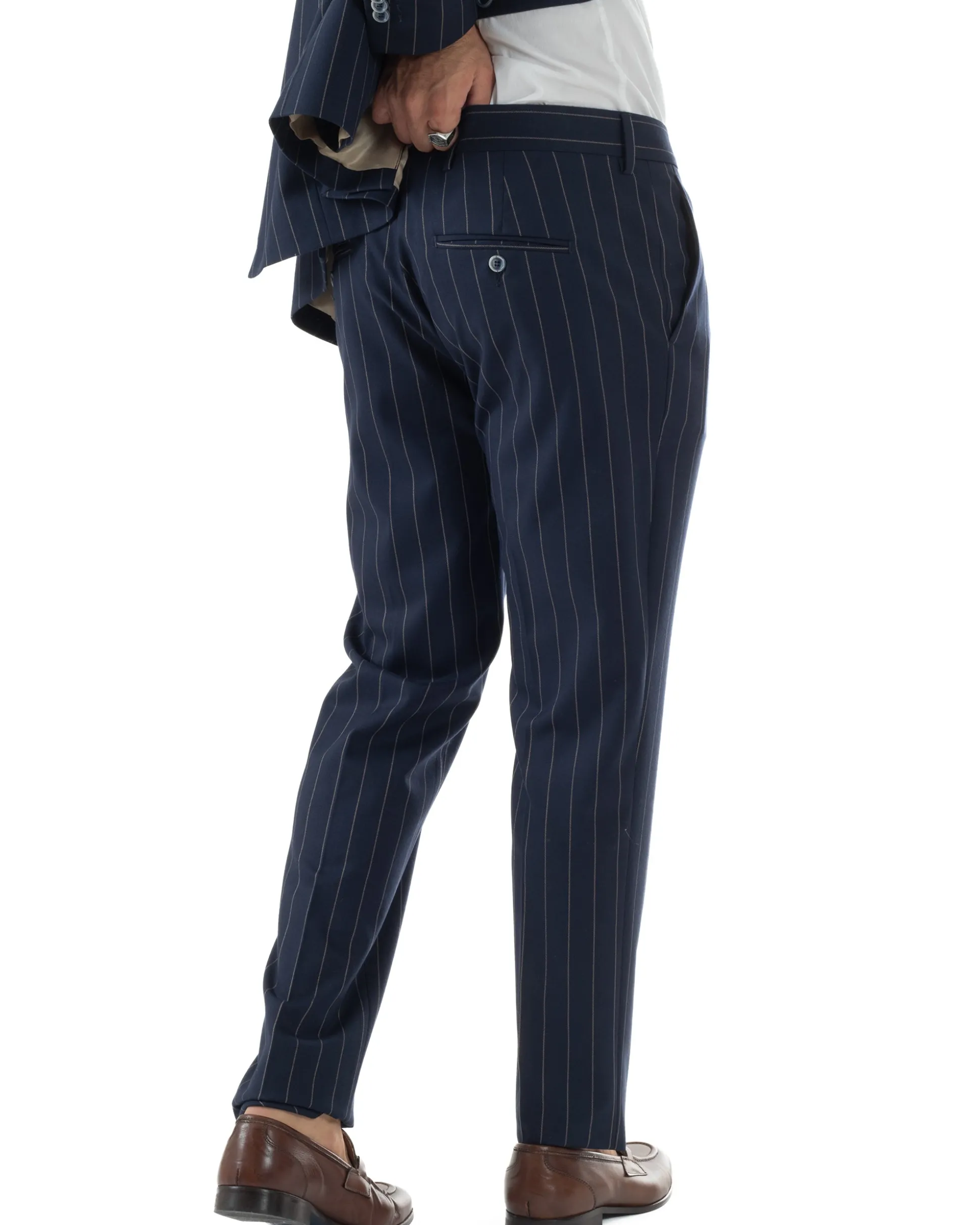 Abito Uomo Monopetto Gessato Sartoriale Rigato Blu Over-D OC1F2W5A03
