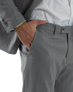 Abito Uomo Monopetto Gessato Sartoriale Rigato Grigio Over-D OC1F2W5A03
