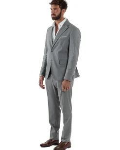 Abito Uomo Monopetto Gessato Sartoriale Rigato Grigio Over-D OC1F2W5A03