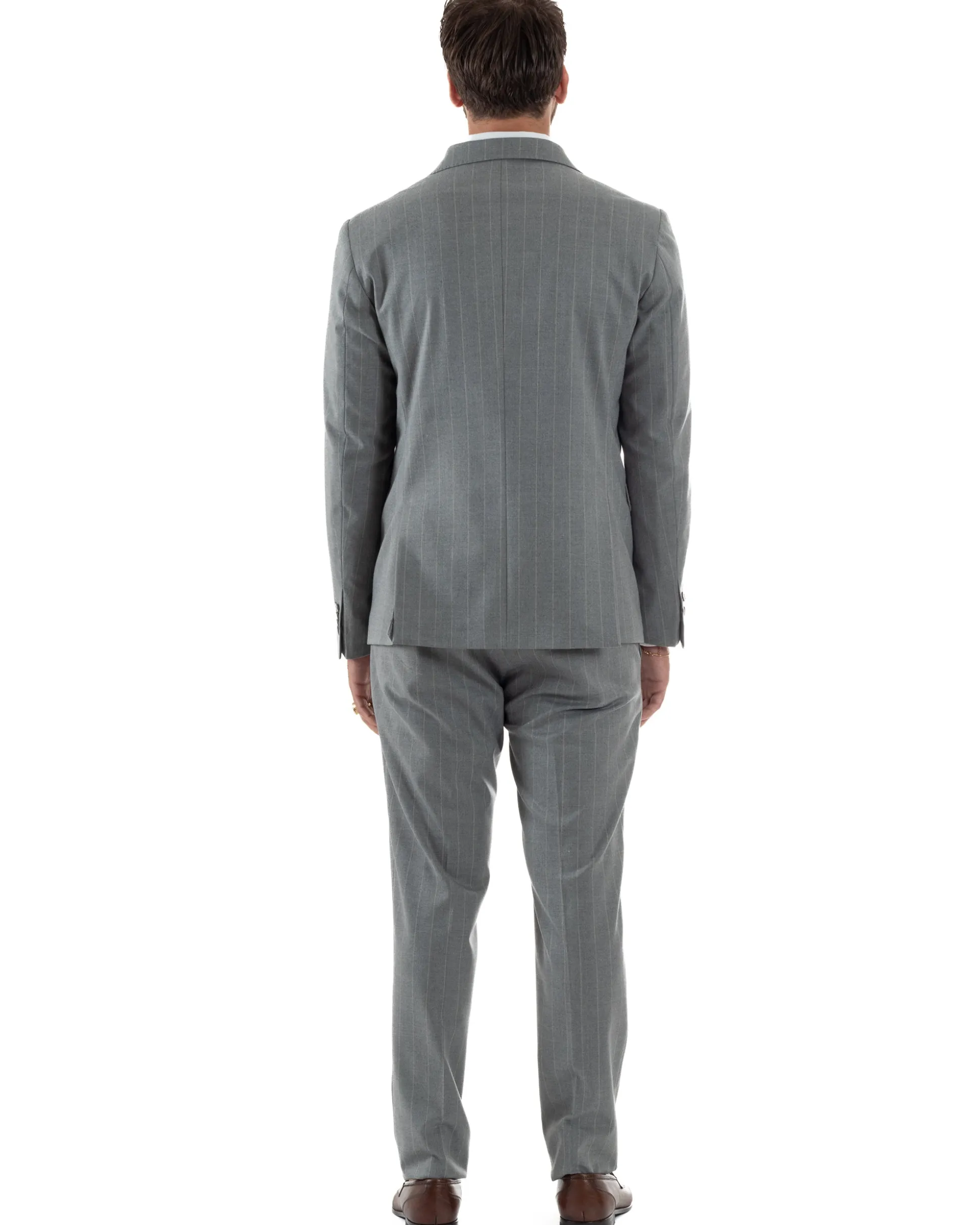 Abito Uomo Monopetto Gessato Sartoriale Rigato Grigio Over-D OC1F2W5A03