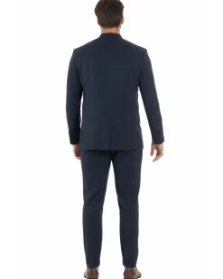 Abito uomo monopetto giacca coreana pantaloni abbottonatura allungata blu GIOSAL-AE1219A