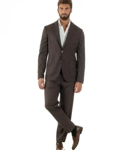 Abito Uomo Monopetto Lana Classico Sartoriale Marrone AE1199A