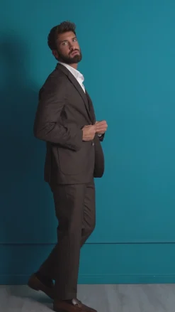 Abito Uomo Monopetto Lana Classico Sartoriale Marrone AE1199A