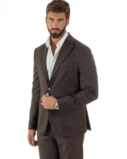 Abito Uomo Monopetto Lana Classico Sartoriale Marrone AE1199A