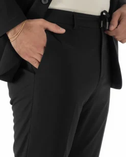 Abito uomo monopetto no stiro completo impermeabile giacca pantaloni nero GIOSAL-AE1238A