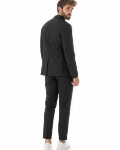 Abito uomo monopetto no stiro completo impermeabile giacca pantaloni nero GIOSAL-AE1238A