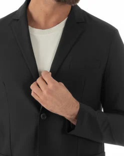 Abito uomo monopetto no stiro completo impermeabile giacca pantaloni nero GIOSAL-AE1238A