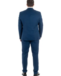 Abito Uomo Monopetto Vestito Viscosa Completo Taglie Comode Blu Melangiato TCAE1007A