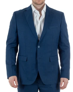 Abito Uomo Monopetto Vestito Viscosa Completo Taglie Comode Blu Melangiato TCAE1007A