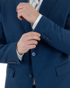 Abito Uomo Monopetto Vestito Viscosa Completo Taglie Comode Blu Melangiato TCAE1007A