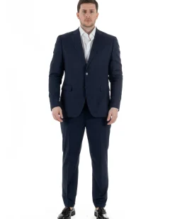 Abito Uomo Monopetto Vestito Viscosa Completo Taglie Comode Blu TCAE1010A