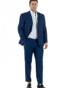 Abito Uomo Monopetto Vestito Viscosa Completo Taglie Comode Blu Chiaro TCAE1009A
