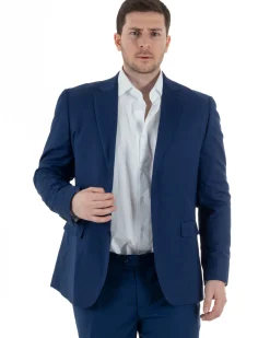 Abito Uomo Monopetto Vestito Viscosa Completo Taglie Comode Blu Chiaro TCAE1009A