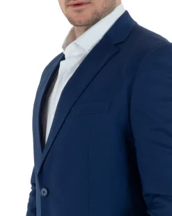 Abito Uomo Monopetto Vestito Viscosa Completo Taglie Comode Blu Chiaro TCAE1009A