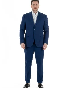 Abito Uomo Monopetto Vestito Viscosa Completo Taglie Comode Blu Chiaro TCAE1009A