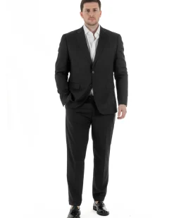 Abito Uomo Monopetto Vestito Viscosa Completo Taglie Comode Nero TCAE1008A