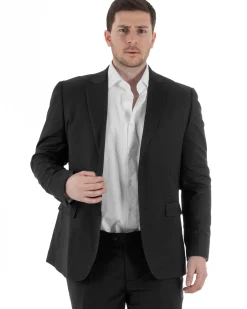 Abito Uomo Monopetto Vestito Viscosa Completo Taglie Comode Nero TCAE1008A