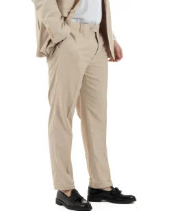 Abito Uomo Monopetto Vestito Viscosa Completo Taglie Comode Beige Melangiato TCAE1006A