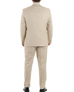 Abito Uomo Monopetto Vestito Viscosa Completo Taglie Comode Beige Melangiato TCAE1006A