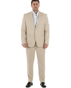 Abito Uomo Monopetto Vestito Viscosa Completo Taglie Comode Beige Melangiato TCAE1006A