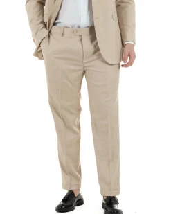 Abito Uomo Monopetto Vestito Viscosa Completo Taglie Comode Beige Melangiato TCAE1006A
