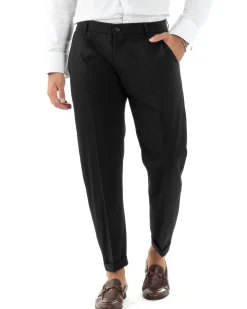 Abito Uomo Monopetto Vestito Viscosa Completo Giacca Pantaloni Elegante Casual Tinta Unita Nero GIOSAL-AE1079A