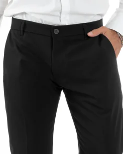 Abito Uomo Monopetto Vestito Viscosa Completo Giacca Pantaloni Elegante Casual Tinta Unita Nero GIOSAL-AE1079A