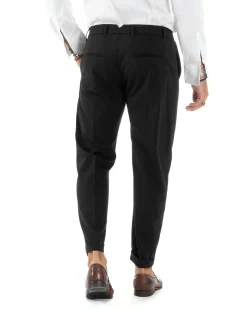 Abito Uomo Monopetto Vestito Viscosa Completo Giacca Pantaloni Elegante Casual Tinta Unita Nero GIOSAL-AE1079A