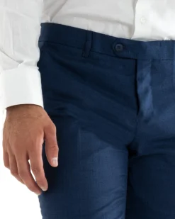 Abito uomo monopetto vestito viscosa completo giacca pantaloni blu melangiato GIOSAL-OU2401A