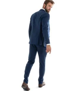 Abito uomo monopetto vestito viscosa completo giacca pantaloni blu melangiato GIOSAL-OU2401A