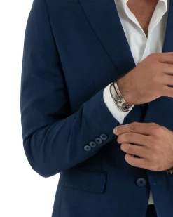 Abito uomo monopetto vestito viscosa completo giacca pantaloni blu melangiato GIOSAL-OU2401A