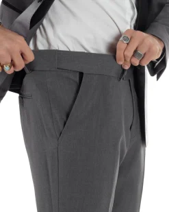 Abito uomo monopetto vestito completo smoking rever sciallato raso grigio scuro GIOSAL-AE1212A